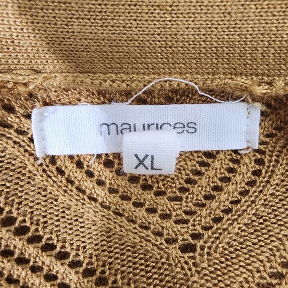 Maurices Cardigan Sweater Size XL Gold Pointelle Back Open Front Long Sleeve - Picture 7 of 11